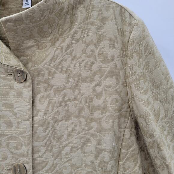 Coldwater Creek Green Textured Three Button High Collar 3/4 Sleeve Jacket - Picture 8 of 13